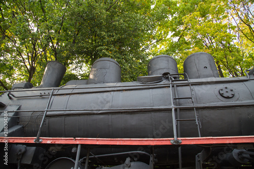 The boiler of a steam locomotive, USSR. Military equipment of the Second world war. photo