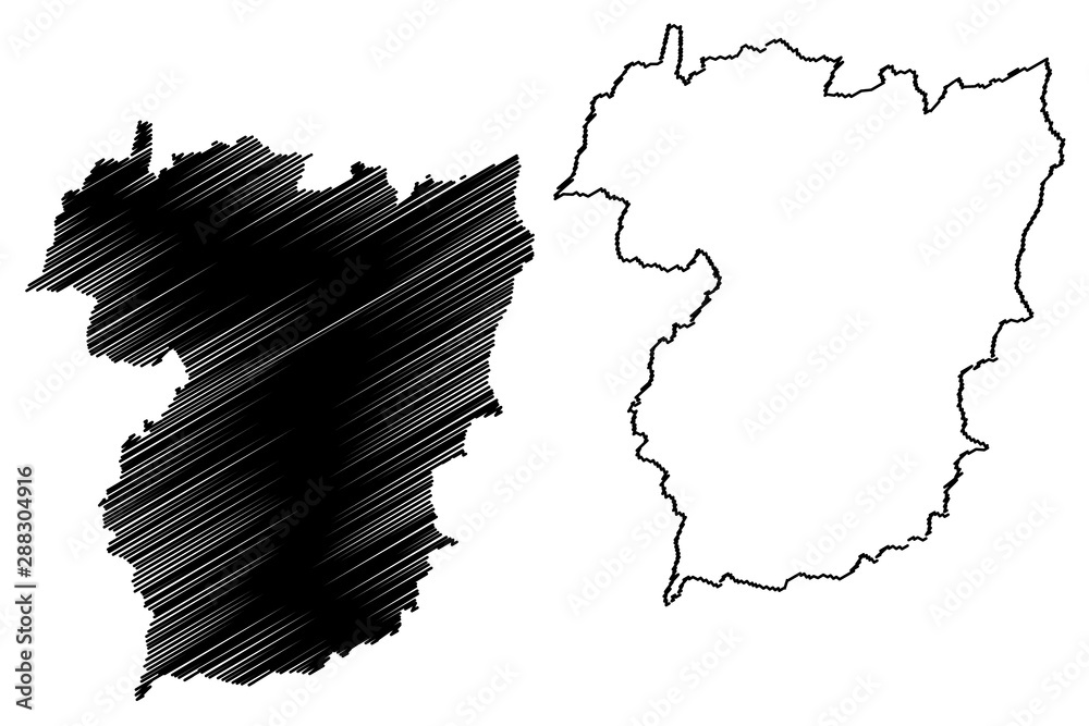 Vila Real District (Portuguese Republic, Portugal) map vector illustration, scribble sketch Vila Real map