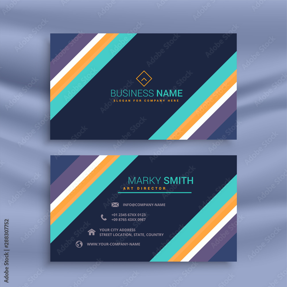 Fototapeta premium stylish dark business card design with diagonal lines