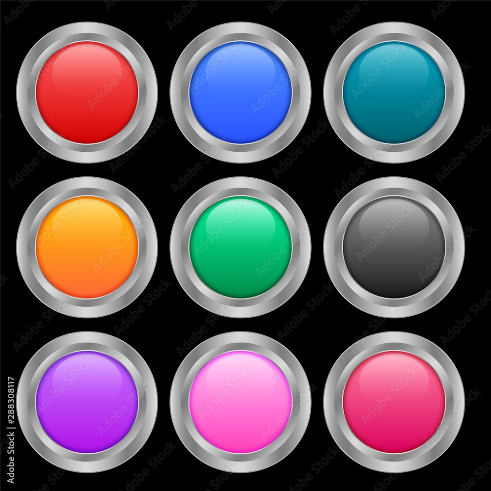 nine round shiny buttons in different colors nine round shiny buttons in different colors
