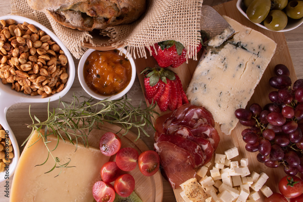 assorted cheese platter for appetizer