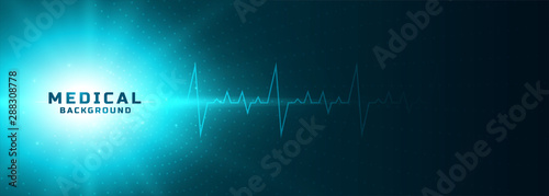 medical concept glowing banner with heartbeat line
