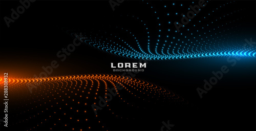 digital particles orange and blue glowing background