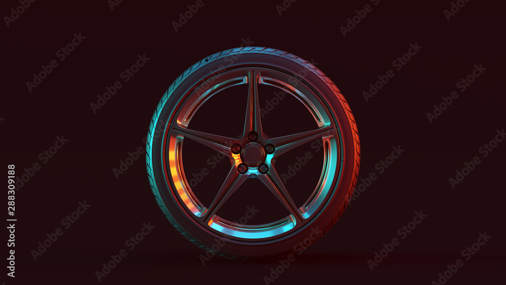 Silver Alloy Rim Wheel 5 Spokes Open Wheel Design Silver Chrome with ...