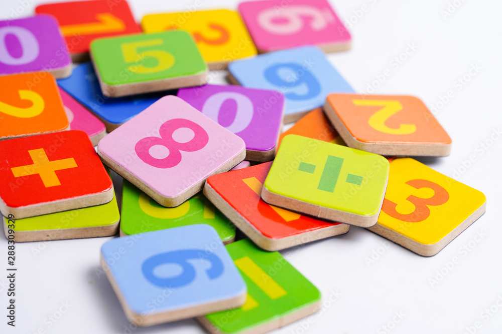 Math Number colorful on white background : Education study mathematics learning teach concept.. Math Number colorful on white background : Education study mathematics learning teach concept..