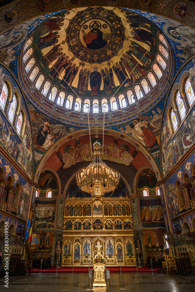 Interior of a church in Sinaia, Romania