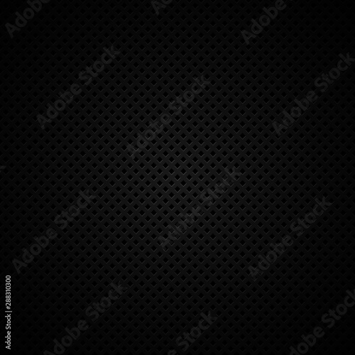 Black metal texture steel background. Perforated sheet metal. Vector illustration.