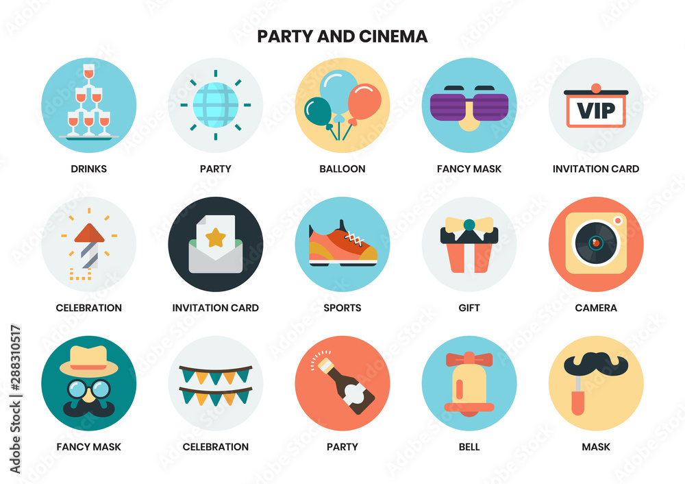 Party icons set for business Party icons set for business