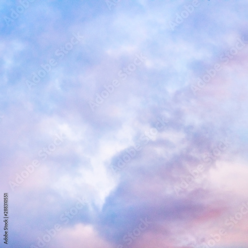 Abstract romantic pastel background. Purple sky  toned image  square frame for a quote