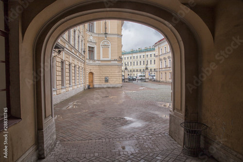 courtyard in the historical part of Saint Petersburg city.