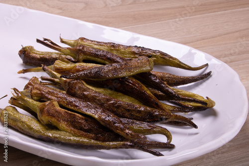 grilled okra with olive oil