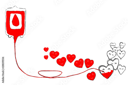 Sketch of Blood donation give and donate concept