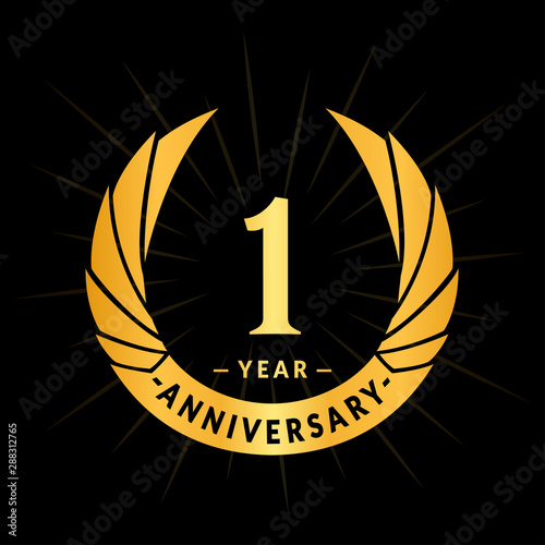 1 year anniversary celebration logotype. Elegant anniversary design. One year logo.