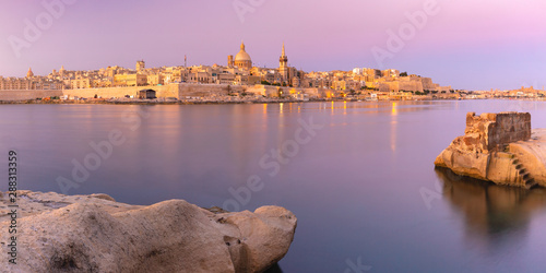 Valletta Skyline from Sliema at sunset, Malta