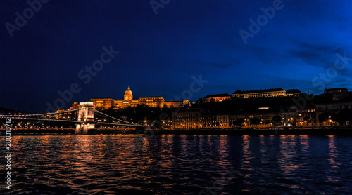 Night panorama of ancient Budapest and the Danube River