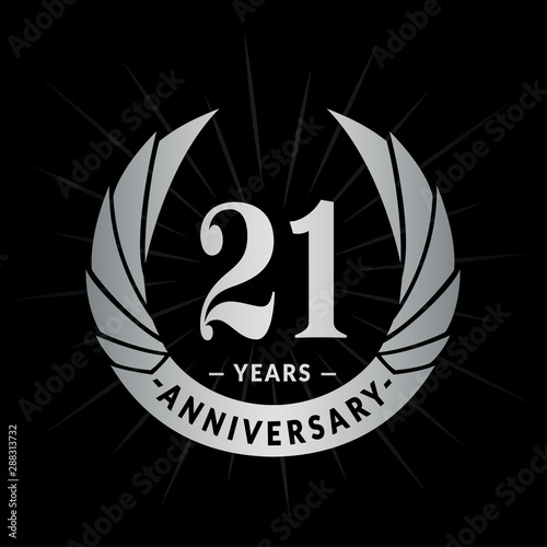 21 years anniversary celebration logotype. Elegant anniversary design. Twenty-one years logo.