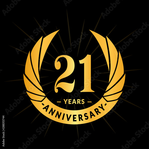 21 years anniversary celebration logotype. Elegant anniversary design. Twenty-one years logo.