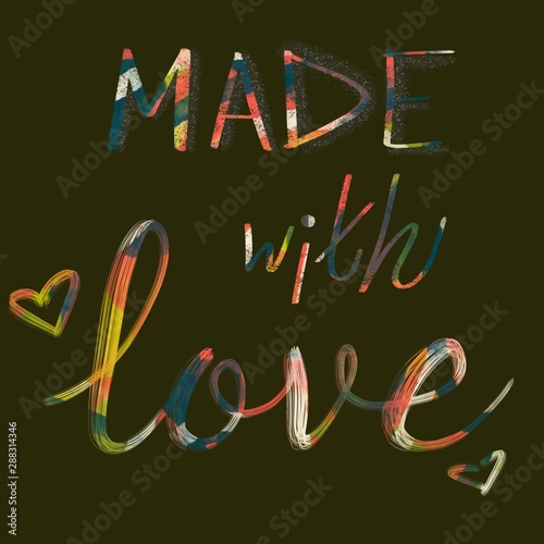 Made with love. Hand drawn typography. Perfect for cards, banners and other design elements.