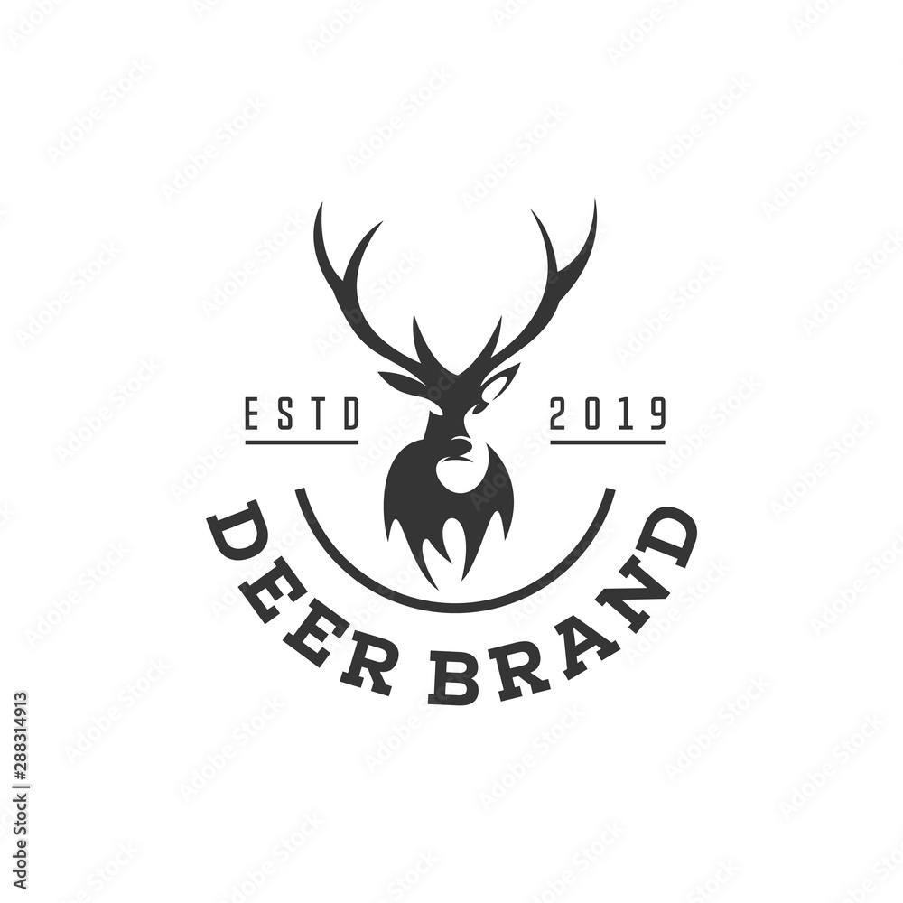 deer head hunting logo, vector illustration of deer animal in silhouette style deer head hunting logo, vector illustration of deer animal in silhouette style