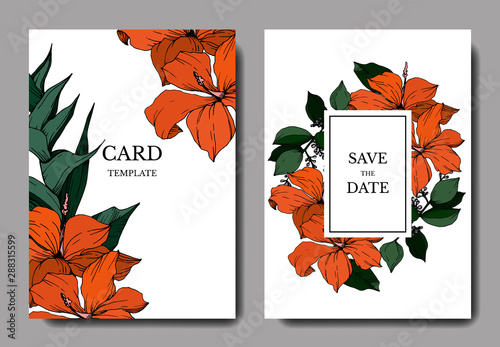 Vector Tropical flowers and leaves. Black and white engraved ink art. Wedding background card decorative border.