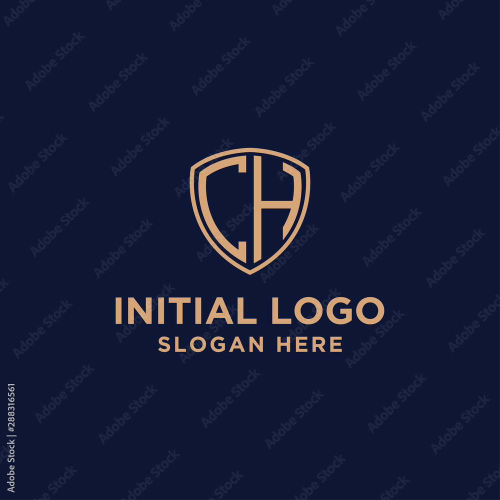 initial CH logo design template. business and gold. vector initial CH logo design template. business and gold. vector
