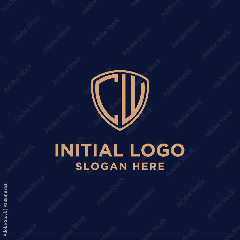 initial CW logo design template. business and gold. vector initial CW logo design template. business and gold. vector