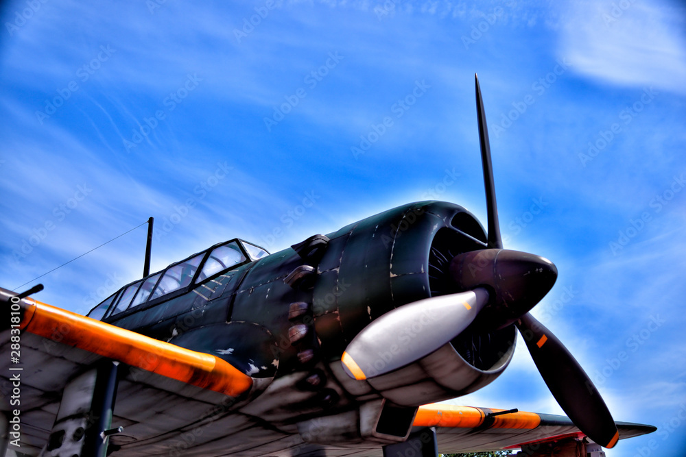 Obraz premium YOKOHAMA, KANAGAWA / Japan - 5 May, 2019 : Full-scale model of Zuiun that is spy plane. It was exhibited at Hakkeijima Sea Paradise.