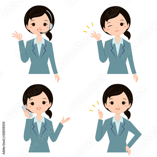 女性　表情・仕草セット　ビジネス