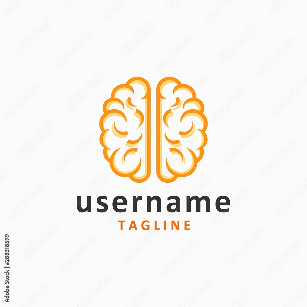 Fototapeta premium simple brain logo design inspiration . brain logo template . orange brain logo