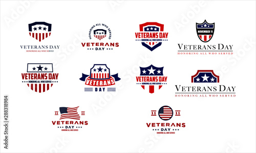 Set of design Vector template with text for veteran's day