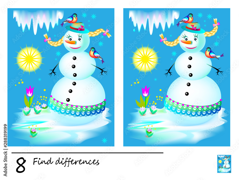 Find Differences Logic Puzzle Game Children Adults Printable Page