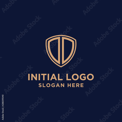 initial DD logo template. shield and gold logo. vector