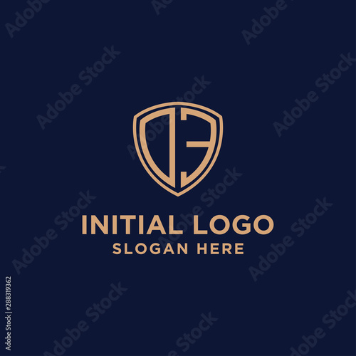 initial DE logo template. shield and gold logo. vector Free Download initial DE logo template. shield and gold logo. vector - GFXLoad
