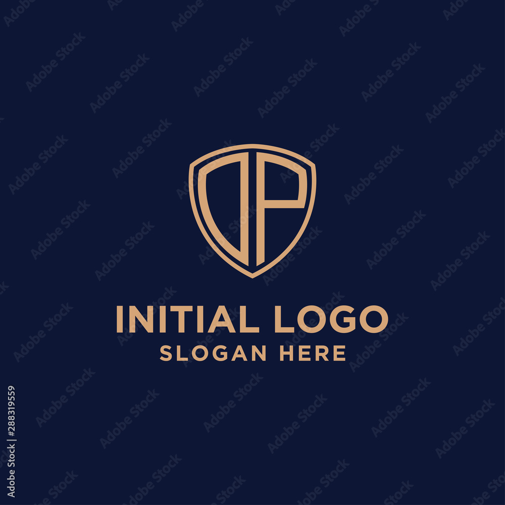 initial DP logo template. shield and gold logo. vector Stock Vector ...