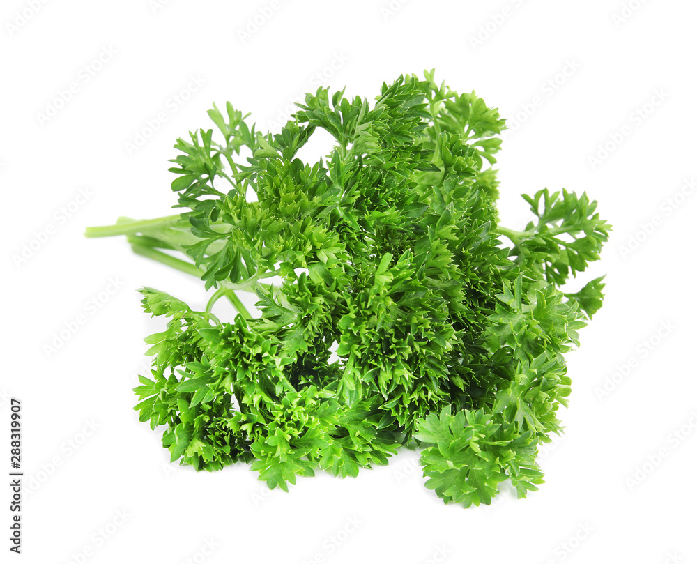Fresh green organic parsley on white background Fresh green organic parsley on white background
