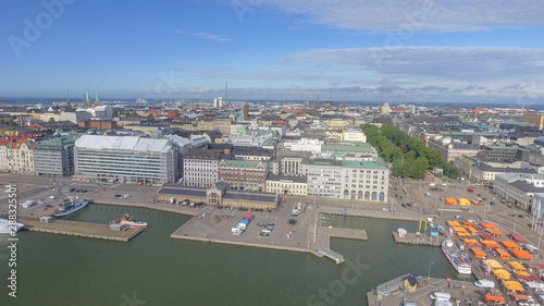 Aerial view of Helsinki port and cityscape in summer, Finland © jovannig