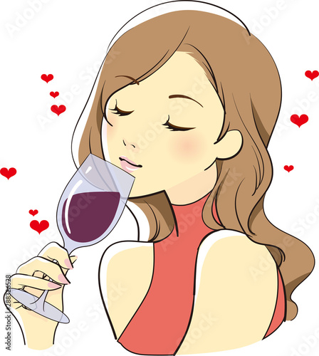 楽しくワインを飲む女性