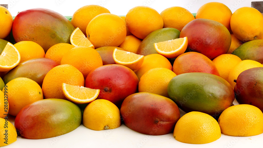 Mango & Orange fruit Pile Mango & Orange fruit Pile