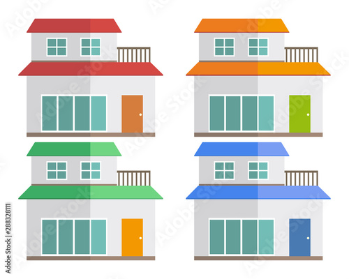 住宅　家　イラスト　一軒家　マイホーム