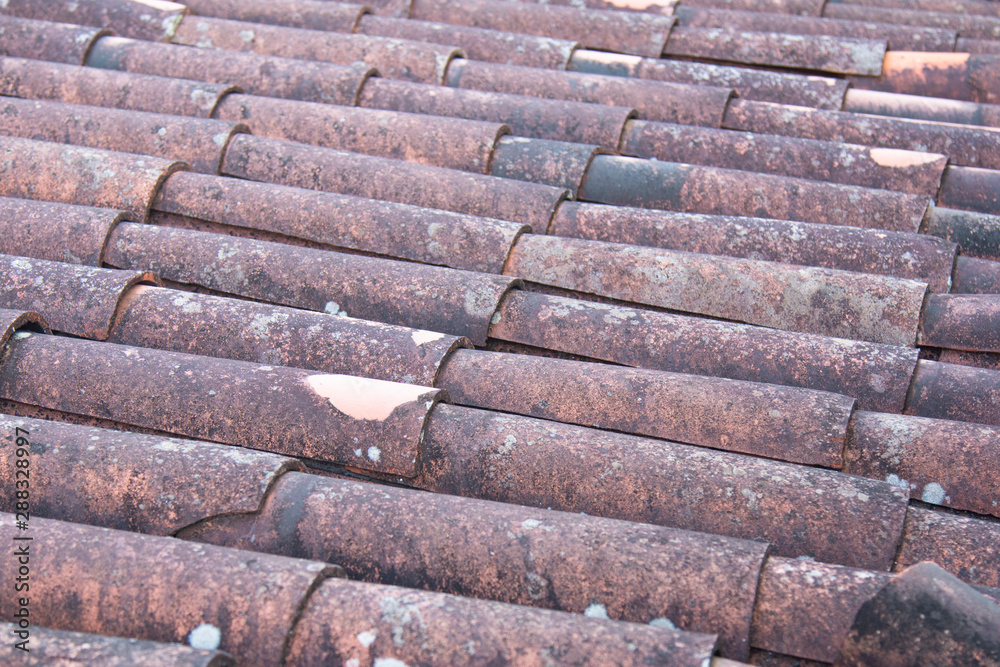 The texture of the roof of old clay tiles The texture of the roof of old clay tiles