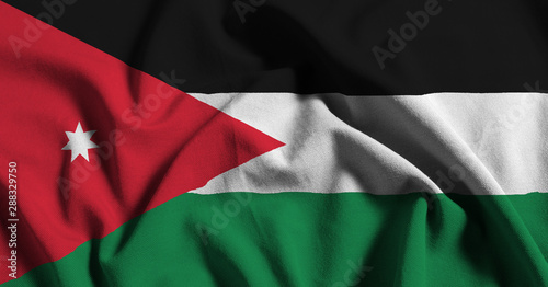 National flag of Jordan on a waving cotton texture background