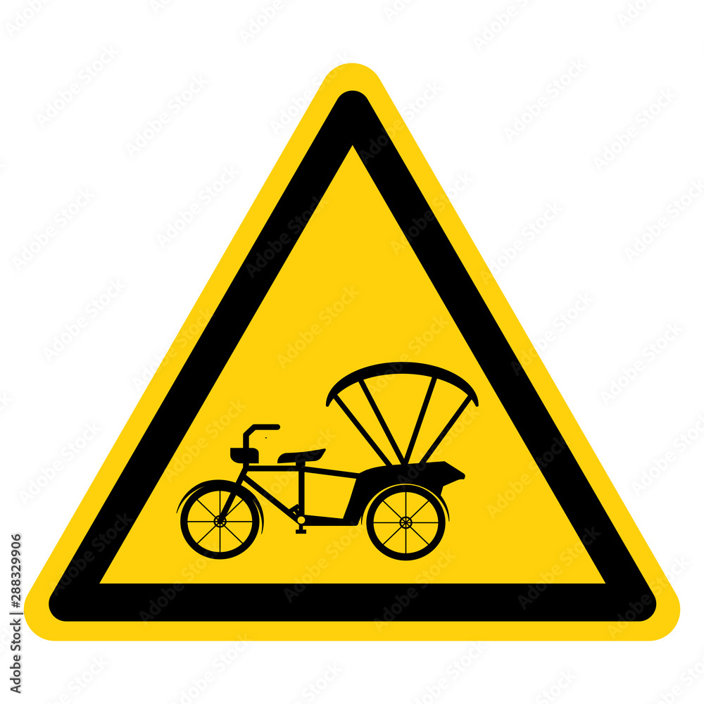 Beware Tricycle Symbol Sign,Vector Illustration, Isolate On White Background Label. EPS10 Beware Tricycle Symbol Sign,Vector Illustration, Isolate On White Background Label. EPS10