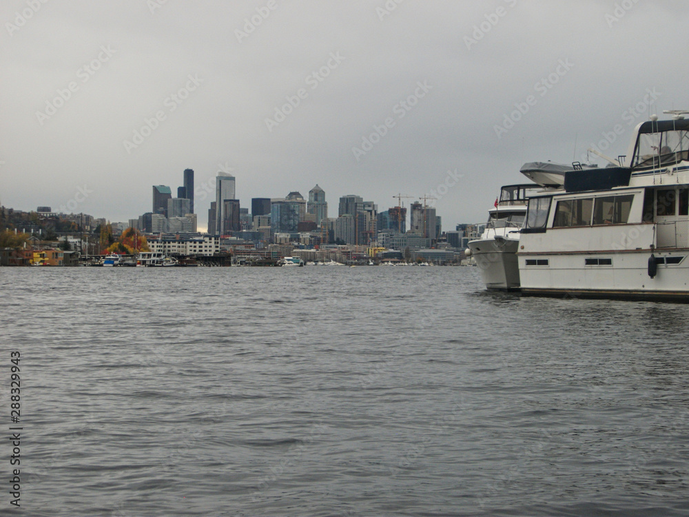 view to the skyline from the boat