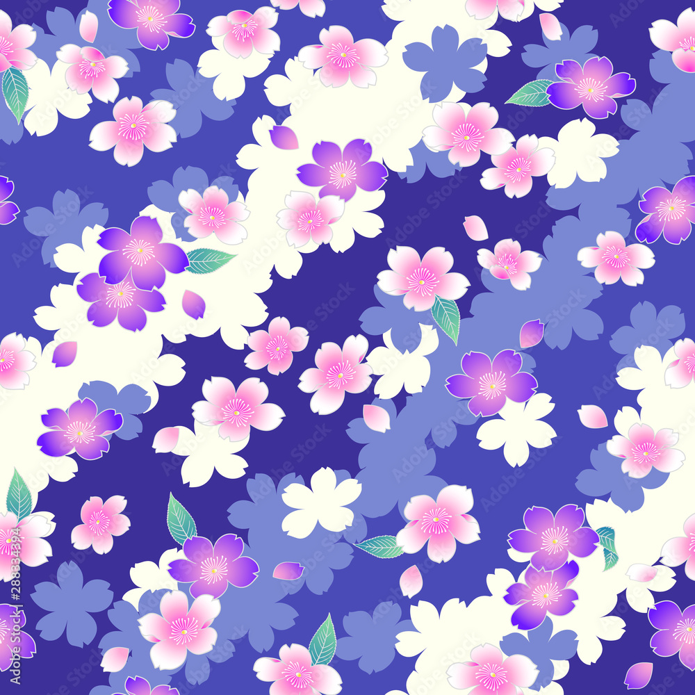 The cherry blossom seamless pattern which is beautiful with Japanese style The cherry blossom seamless pattern which is beautiful with Japanese style
