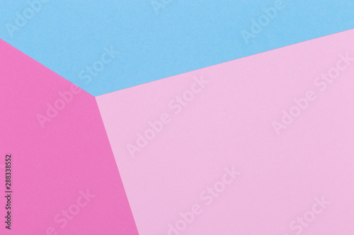 Paper pink, blue, pastel empty background, geometrically located. Color blank for presentations, copy space.