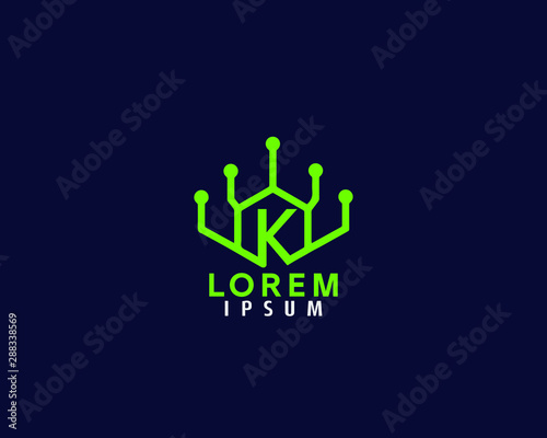 initial letter k optical fiber Brand Awesome Logo Design Template