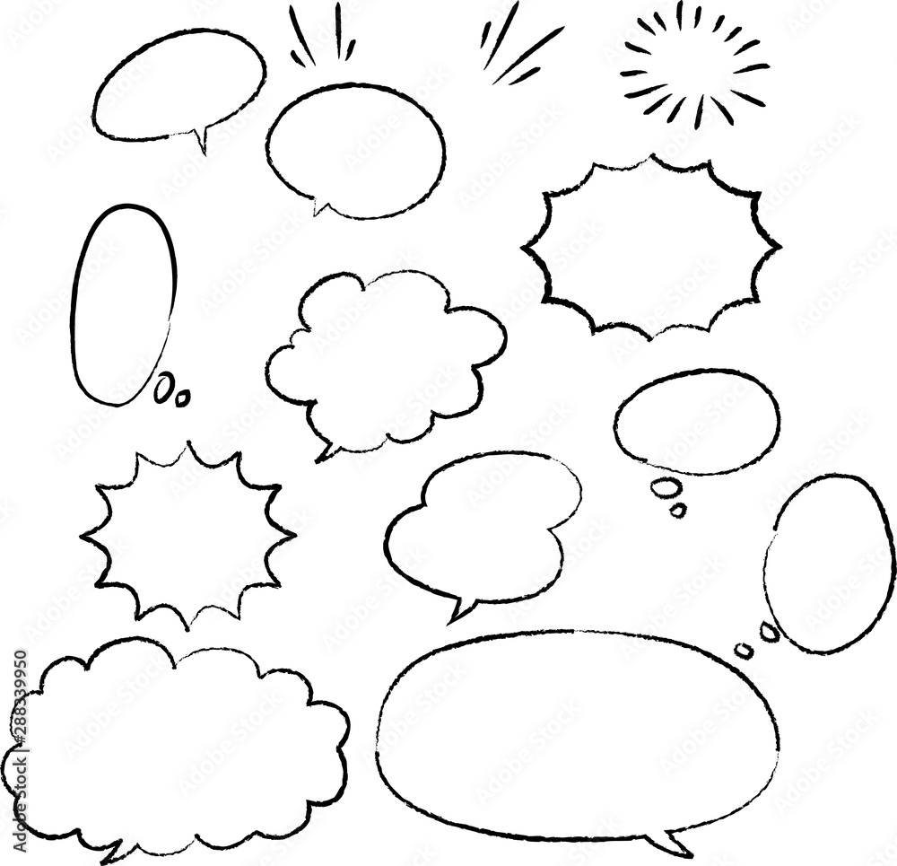 Fototapeta premium 吹き出し 白黒 イラスト