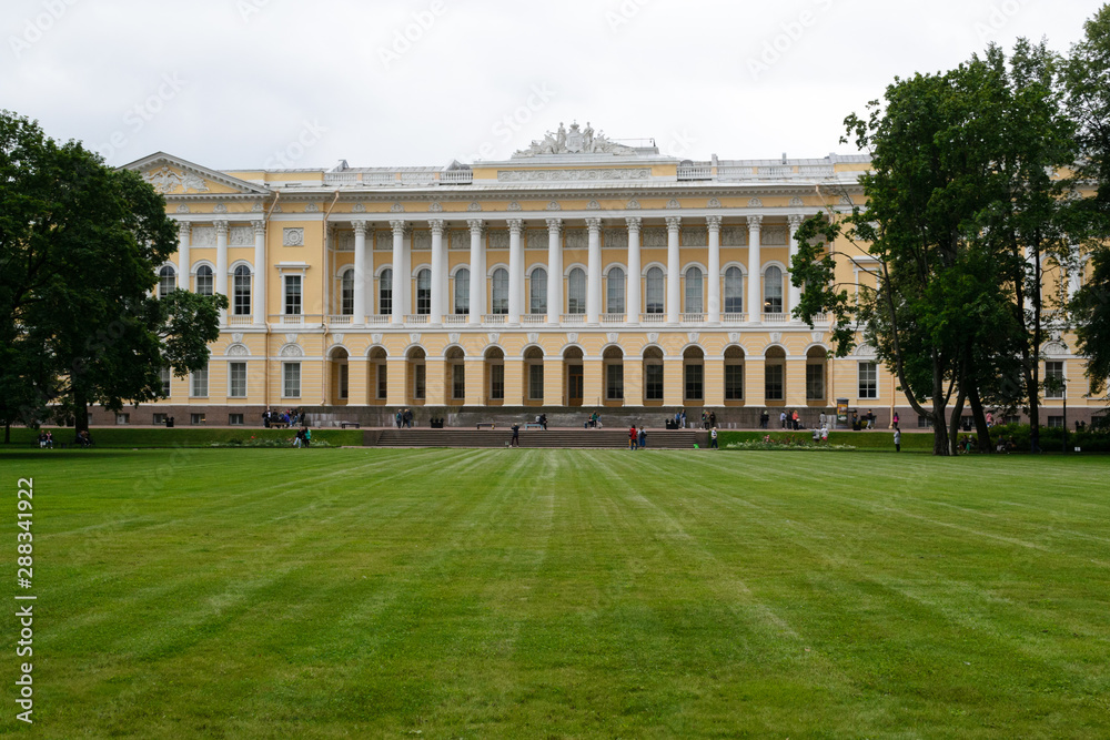 Saint Petersburg, Russia, august 2019. The neoclassic palace of the Russian Museum located in the Mikhailovsky garden