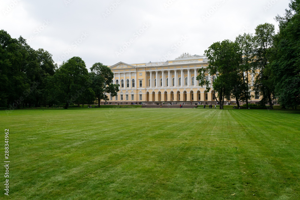 Saint Petersburg, Russia, august 2019. The neoclassic palace of the Russian Museum located in the Mikhailovsky garden