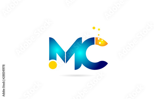 letter combination mc m c orange blue alphabet for company logo